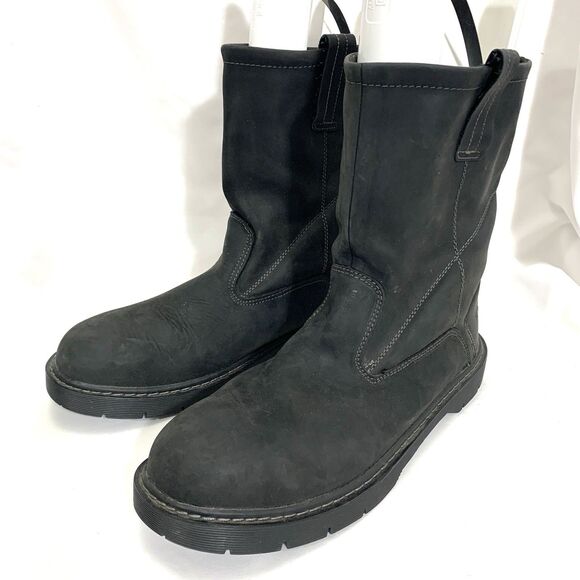 HERMAN SURVIVORS Black Leather Steel Toe Slip On Work Boots Slip Resistant Sz 14 - Picture 4 of 13